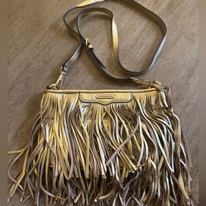 Fringe Crossbody Bag in Gold and Brown